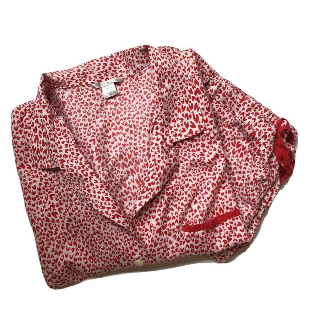 Victorias Secret Heart Print Pajama Set XL